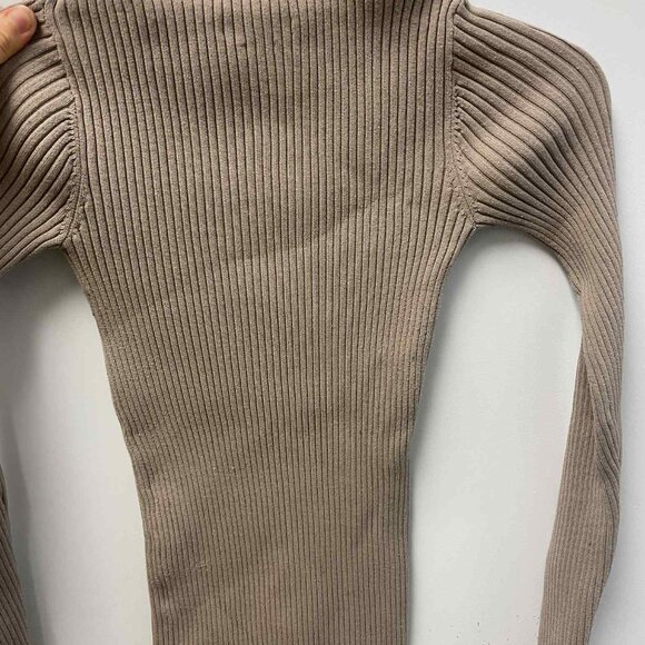 Babaton Beige Extra-Small Stretchy Tight Long-Sleeves Woven Warm Winter Dress - Picture 2 of 6